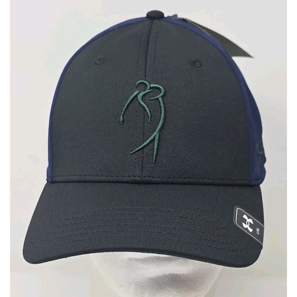 Under Armour Greens At Beaumont Fitted Stretch Black Golf Hat Cap L XL NWT PGA